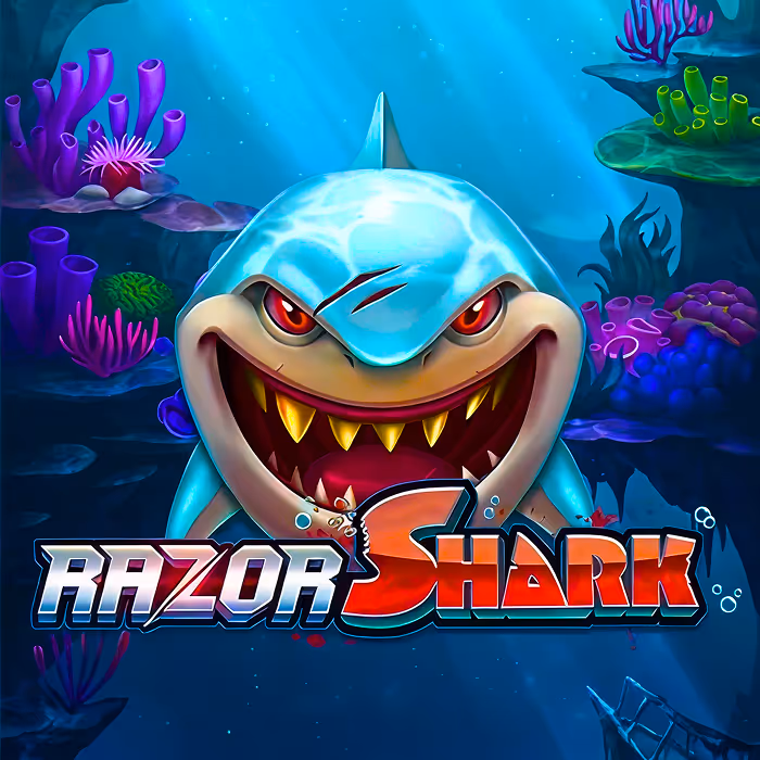 Razor Shark underwater adventure slot with mystery stacks and multiplier features in deep sea setting